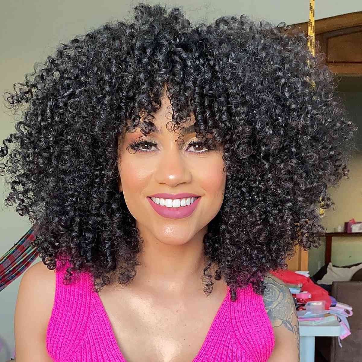 Natural Curly Bangs For Black Women